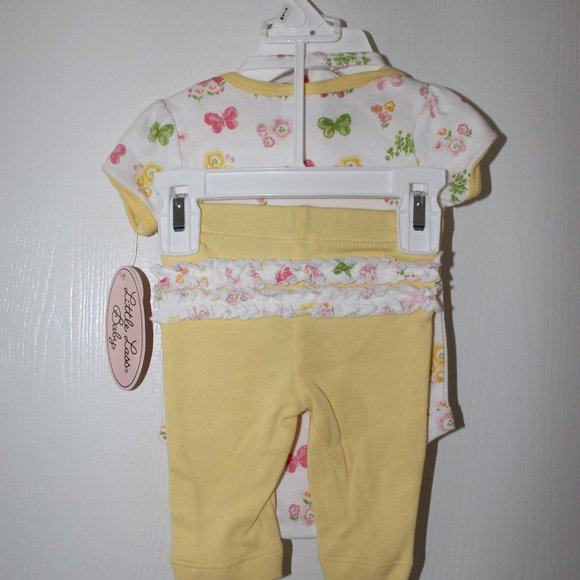 Little Lass Baby Girl Size 0-3M Lot of 6 Bodysuit Pants Bib Hat Yellow Pink NWT - Picture 14 of 14